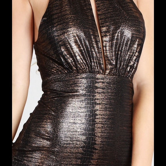 Bronze and Black Metallic Snakeskin Halter… - Picture 4 of 4